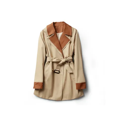 SMEN Trench Coats Women's Khaki