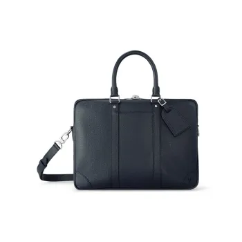 LOUIS VUITTON Cow Leather Laptop Bags Shoulder Bag Crossbody Bag Handbag Briefcases Small Size Men's Dark Blue
