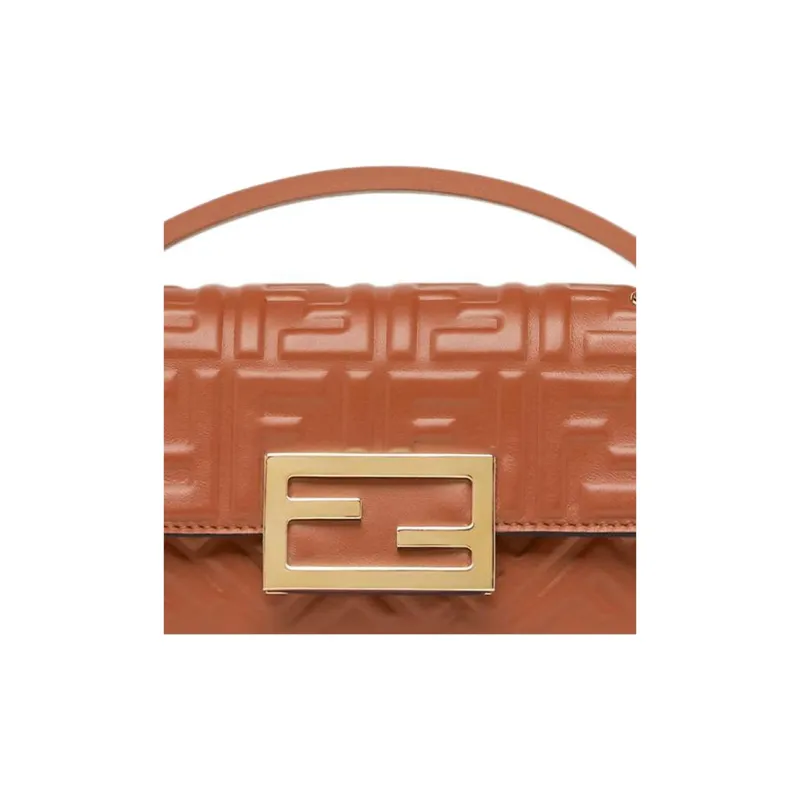 FENDI Baguette Lambskin One Shoulder Crossbody Cell Phone Pouch Regular Women's Brown-3