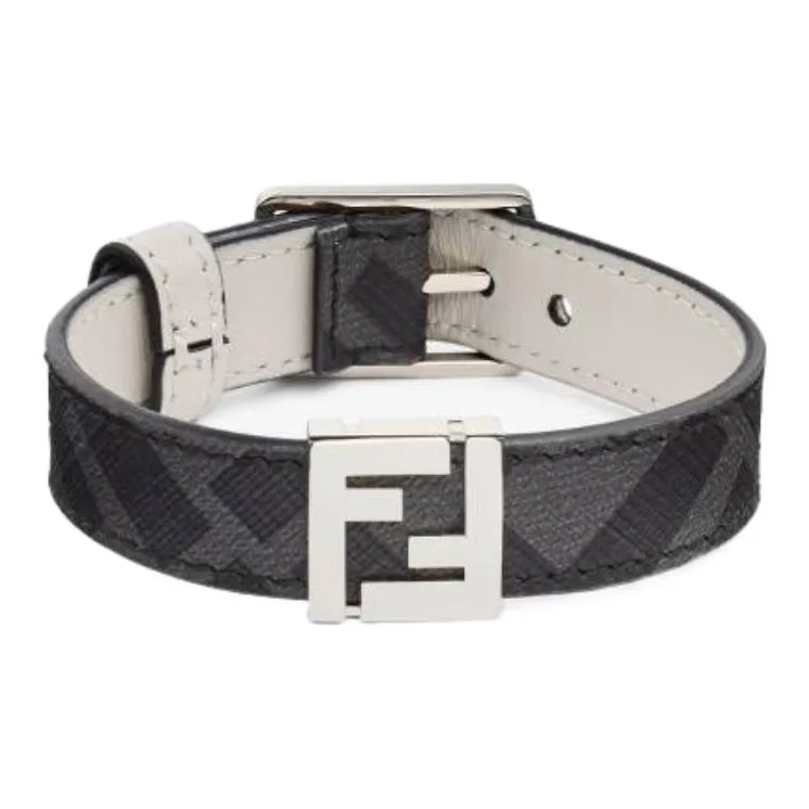 FENDI Logo With Buckle Smooth Buckle Leather Belts Men's Black Width: 3.5cm-1