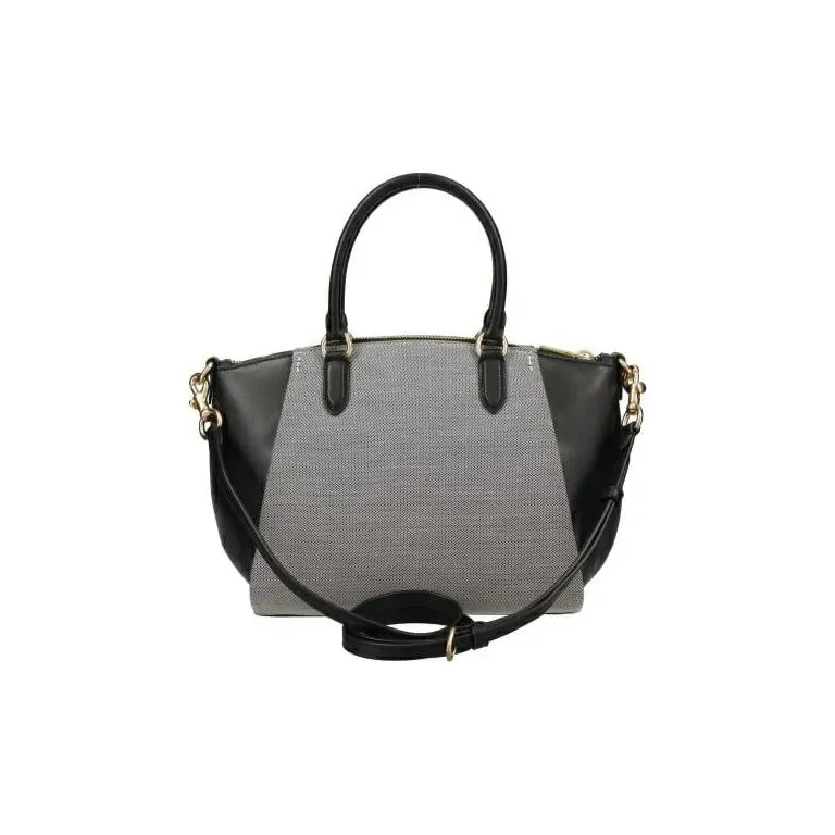 COACH Elise Fabric With Calfskin One Shoulder Handbag Crossbody Bag Briefcase Medium Size Women's Gray-4