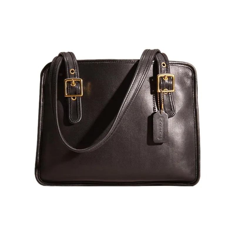COACH Legacy Leather Tote Bag, Shopping Bag, Handbag Large Size Men's Black-0