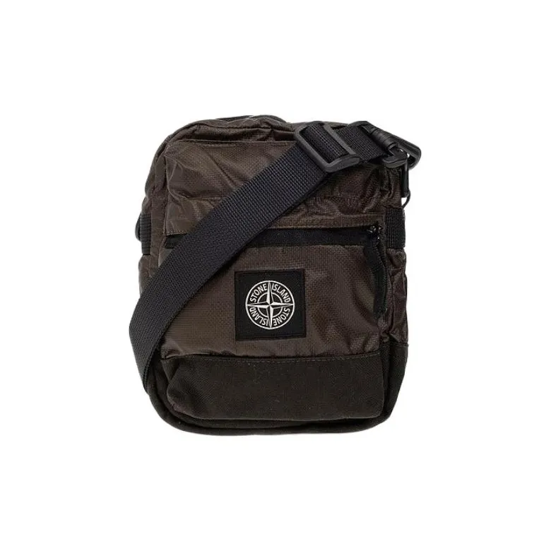 STONE ISLAND Cotton Blend With Polyurethane Messenger Bag Shoulder Bag Crossbody Bag Unisex Dark Brown-0