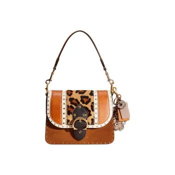 COACH Beat Leather With Suede Saddle Bag Handbag, Shoulder Bag Medium Size Women's