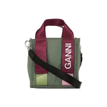 GANNI Recycled Polyester Tote Bag Shopping Bag Shoulder Bag Crossbody Bag Handbag Mini Women's Green
