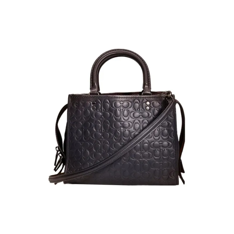 COACH Rogue Leather Tote Bag Shopping Bag Shoulder Bag Crossbody Bag Handbag Medium Size Women's Navy-0