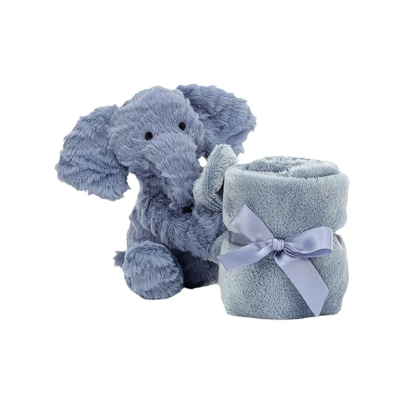 JELLYCAT Jungle Animal Collection Fuddlewuddle Elephant, Soothing Scarf Dolls Plush Doll 34cm High Towel 34cm Length-1