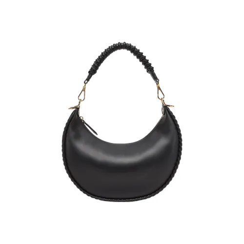 FENDI Fendigraphy Calfskin Handbag Small Size Women's Black