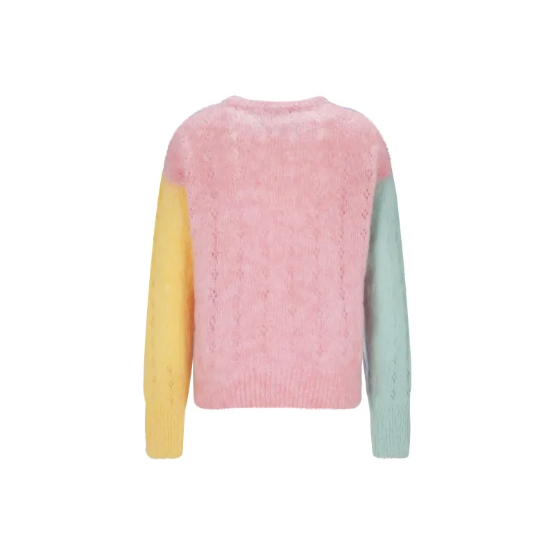 DSQUARED 2 Colour Block Cable Knitted Crewneck Jumper-1