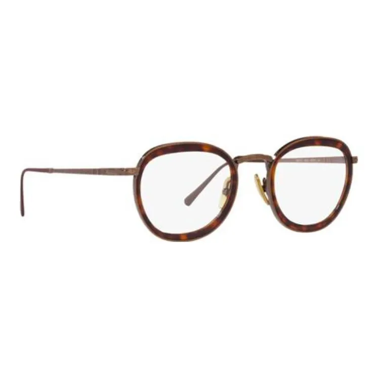 PERSOL Titanium Round Eyeglass Frames Unisex Brown-0