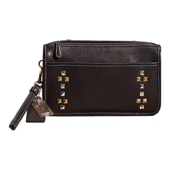COACH Britt Leather Coin Purse Wrist Bag Wallet Small Size Women's Black