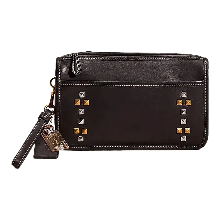 COACH Britt Leather Coin Purse Wrist Bag Wallet Small Size Women's Black-0