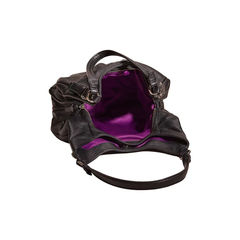 COACH Maggie Leather Hobo Bag Handbag Shoulder Bag Large Size Women's Black-2
