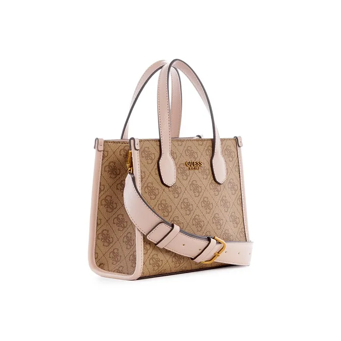 GUESS Polyurethane Tote Bag Shopping Bag Shoulder Bag Crossbody Bag Handbag Mini Women's Brown/Pink-1