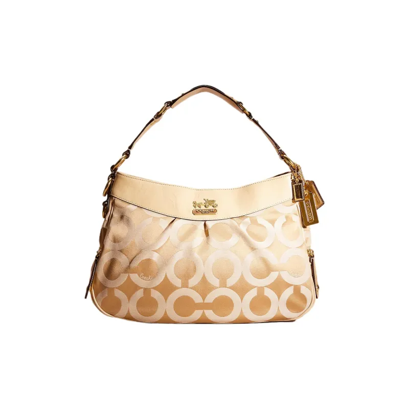 COACH Madison Cotton Sateen Handbag Shoulder Bag Large Size Women's Khaki-0