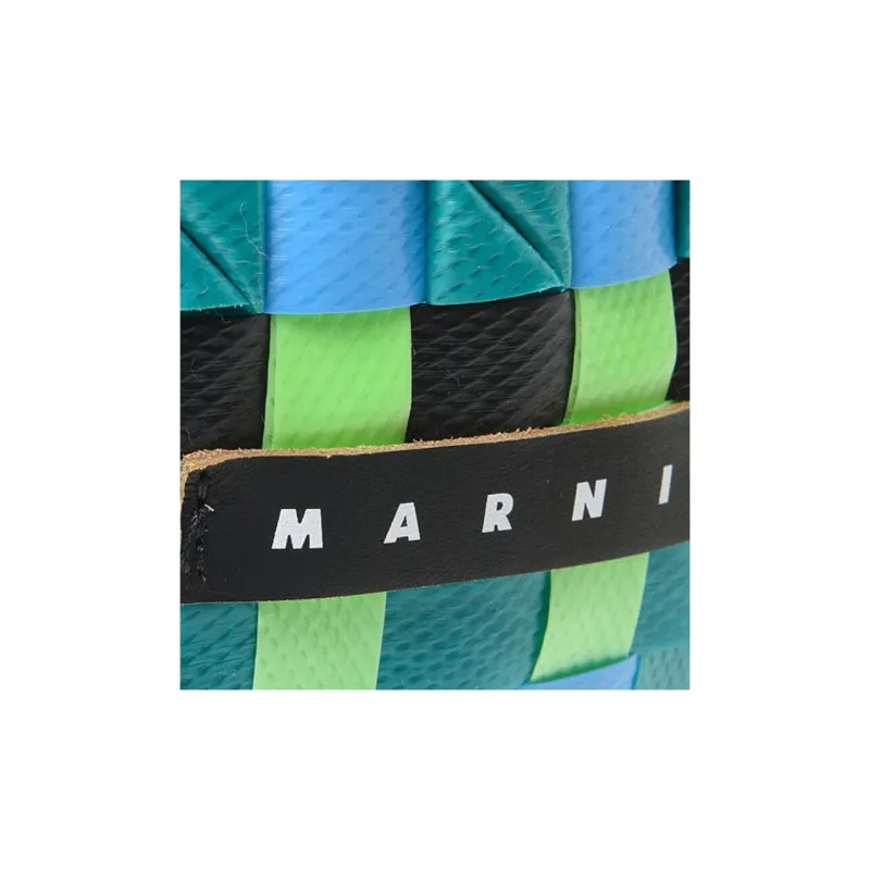 MARNI Polypropylene With Cow Leather Bucket Bag, One Shoulder Handbag Regular Kids' Green-3