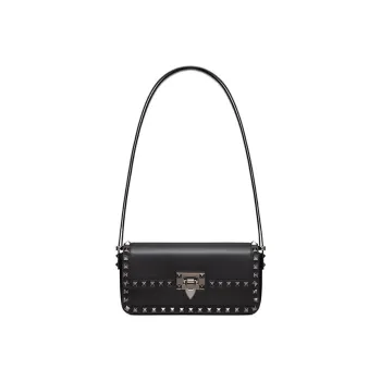 Valentino ROCKSTUD Cow Leather Portable Crossbody Bag Shoulder Bag Women's Black