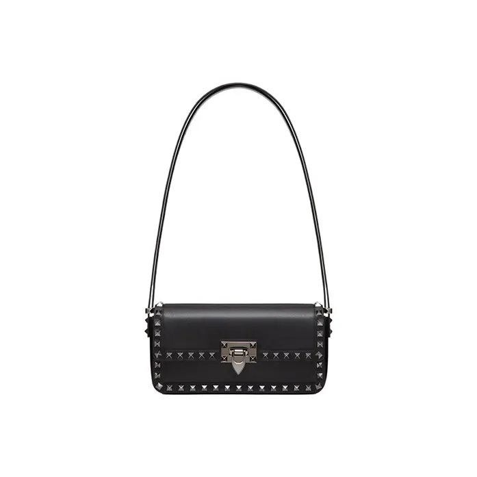 Valentino ROCKSTUD Cow Leather Portable Crossbody Bag Shoulder Bag Women's Black-0