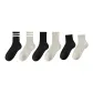 [Combo 3]Black Two Stripes+Light Gray Two Stripes+Black+Light Gray+Black Quarter Crew+Light Gray Quarter Crew