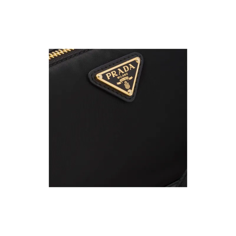 PRADA Re Edition Recycled Nylon Mixed With Shiny Leather Handbag Shoulder Bag Regular Women's Black-4