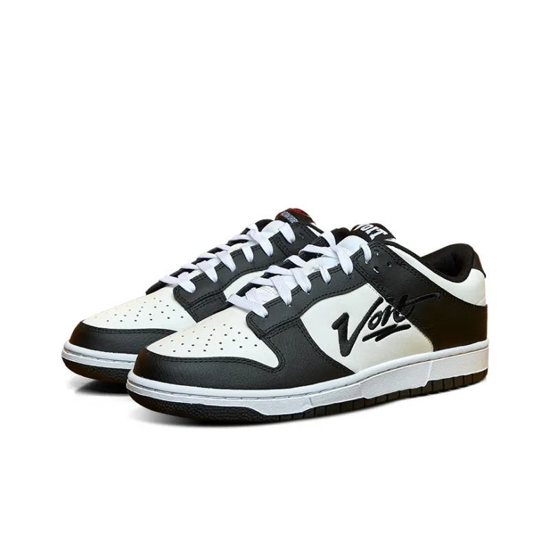 VOIT Anti Slip Wear Resistant Low Top Skateboard Shoes Unisex Black White-2