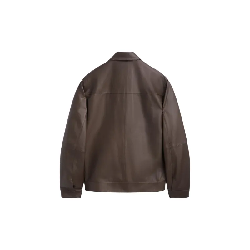 Massimo Dutti Leather Jackets Men Brown-1