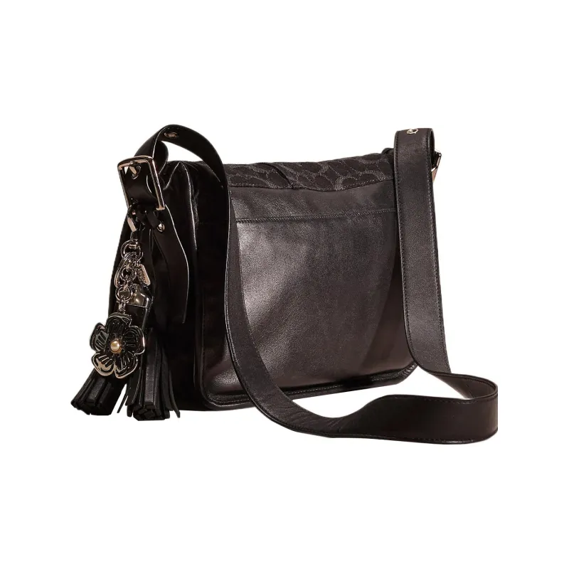 COACH Legacy Leather Saddle Bag Shoulder Bag Crossbody Bag Large Size Women's Black-1