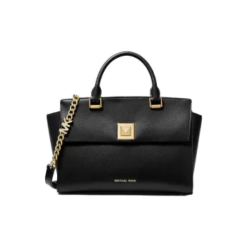 MICHAEL KORS Sylvia Cross Grain Leather Shoulder Bag, Crossbody Bag, Handbag Medium Size Women's Black