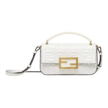 FENDI Baguette Lambskin One Shoulder Crossbody Cell Phone Pouch Regular Women's White