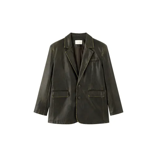 ZHOUMIAO Business Suits Women's Vintage Gold Brown