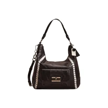 COACH Kristin Leather Briefcase, Shoulder Bag, Crossbody Bag Large Size Women's Silver & Black