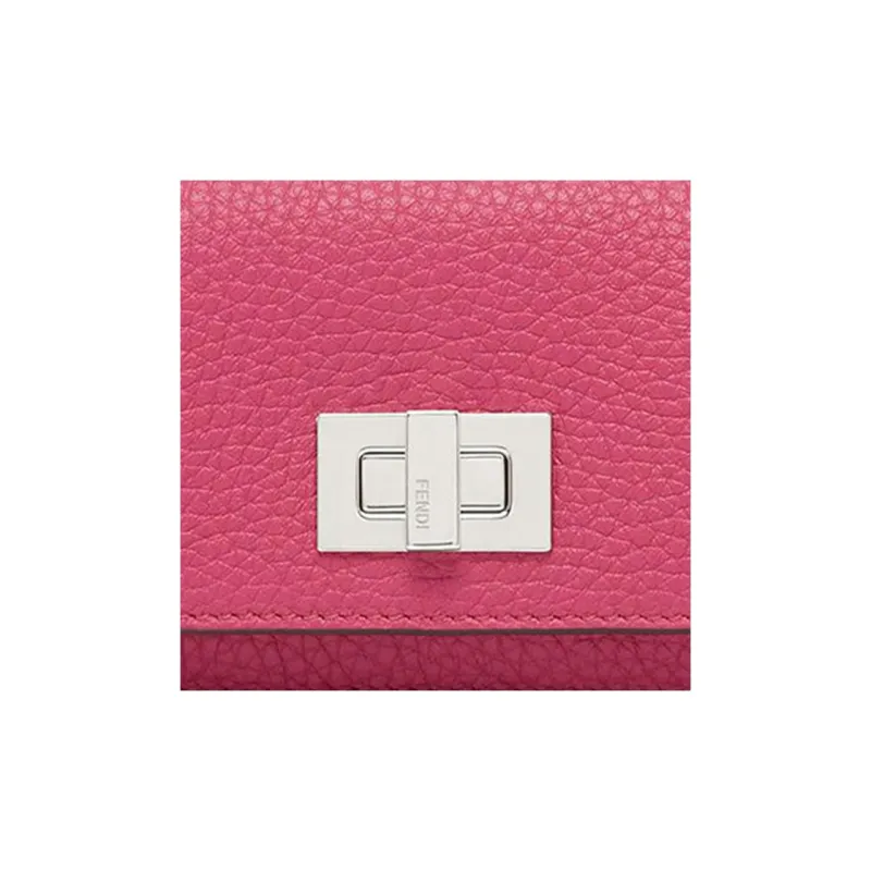 FENDI Peekaboo Cow Leather Wallet Extra Mini Women's Pink-4