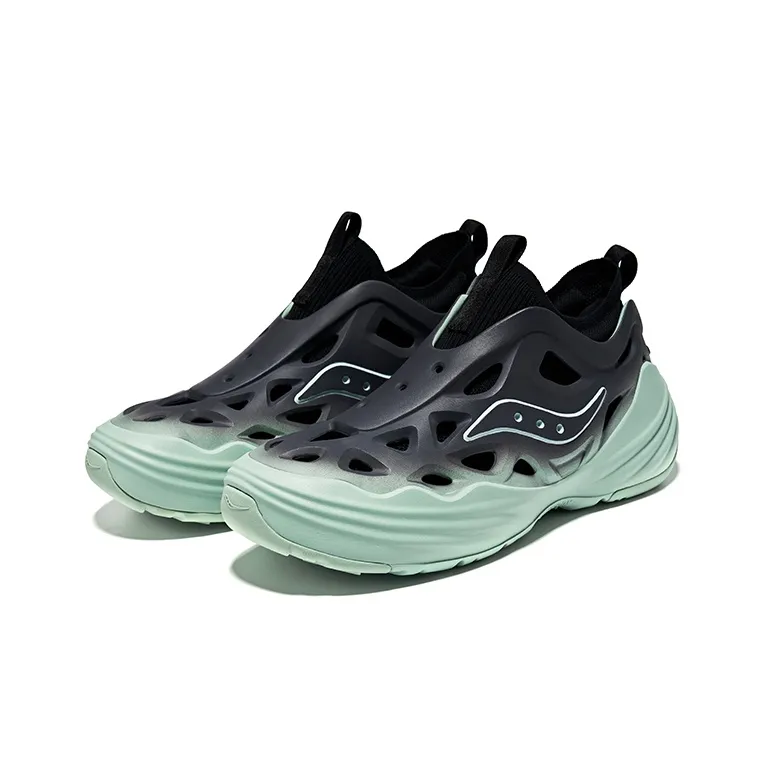 Saucony FOAM WEB Shock absorbing And Waterproof Low Top Running Shoes Unisex Gray Black Green-2