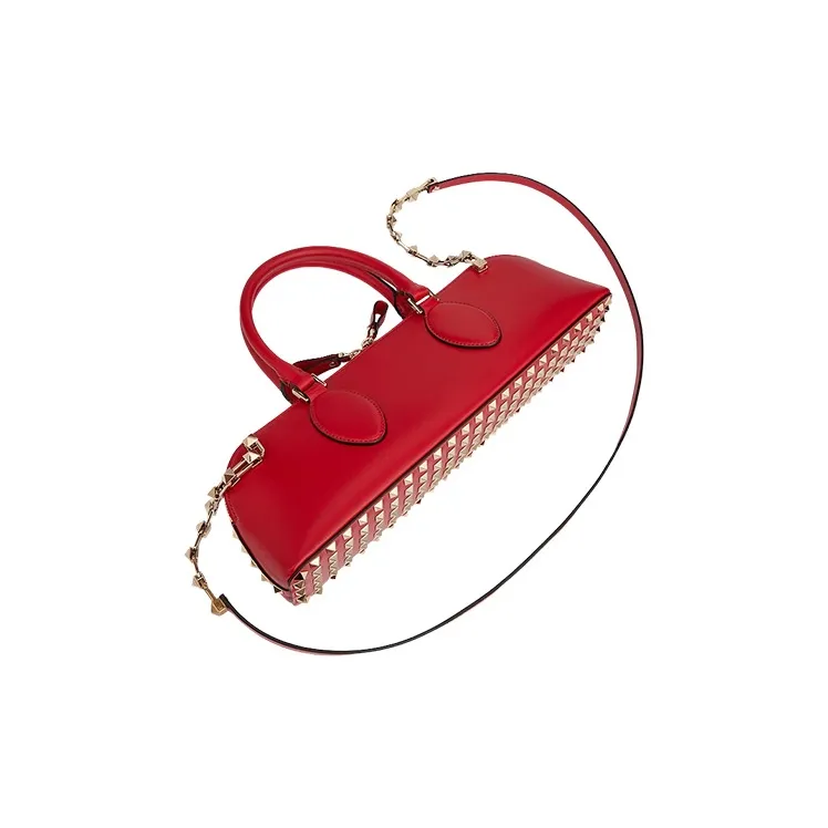Valentino ROCKSTUD Calfskin Shoulder Bag, Crossbody Bag, Handbag Women's Red-2