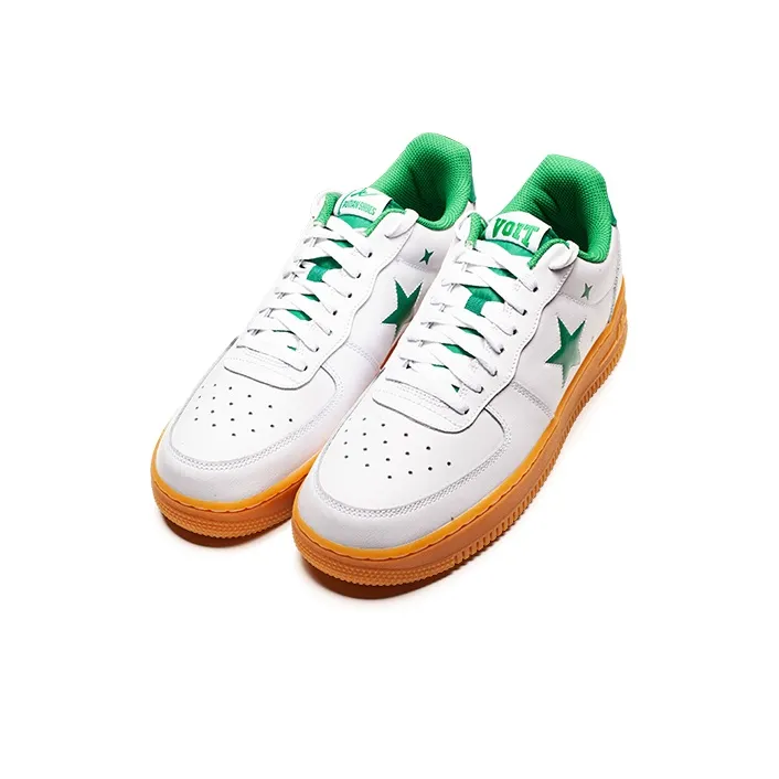 VOIT Anti Slip Wear Resistant Low Top Skateboard Shoes Unisex White Green-3