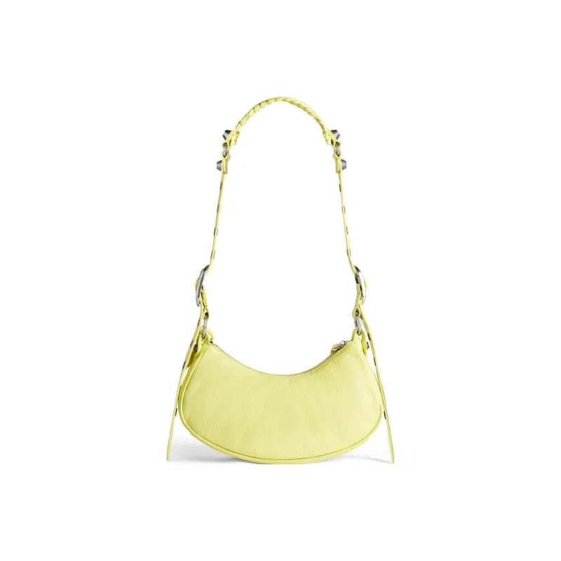 Balenciaga Le Cagole Sheepskin Portable Crossbody Bag, Shoulder Bag Mini Women's Yellow-3
