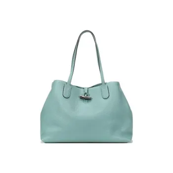 LONGCHAMP Roseau Grained Cow Leather Tote Bag Shopping Bag Handbag Shoulder Bag Large Size Women's Lake Green