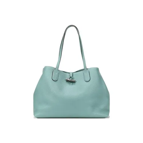 LONGCHAMP Roseau Grained Cow Leather Tote Bag Shopping Bag Handbag Shoulder Bag Large Size Women's Lake Green