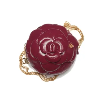 CHANEL Calfskin Camellia Evening Bag, Clutch, Shoulder Bag Women's Burgundy
