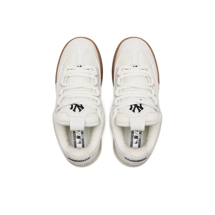 MLB Chunky Wide Low Top Skateboard Shoes Unisex White Beige-3
