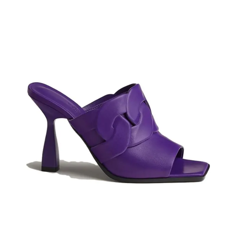 HERMES Hanna Slide Slippers Women's Purple-1
