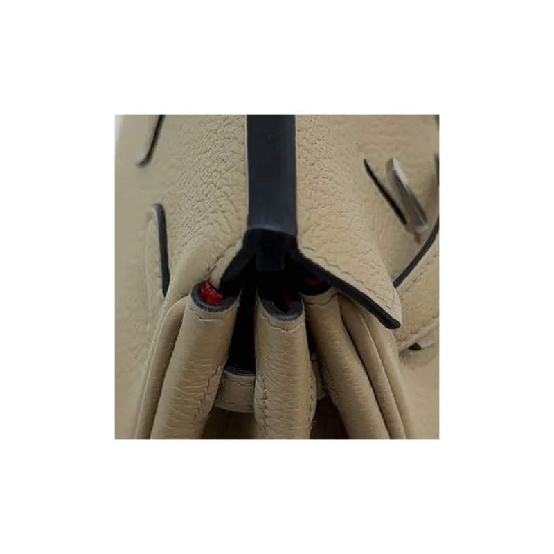 HERMES Birkin Togo Calfskin Birkin Bag Handbags Women's Trench Coats Gray Lining & Rhododendron Red-4