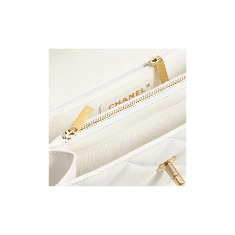 CHANEL Calfskin Shoulder Bag, Crossbody Bag Mini Women's White-3