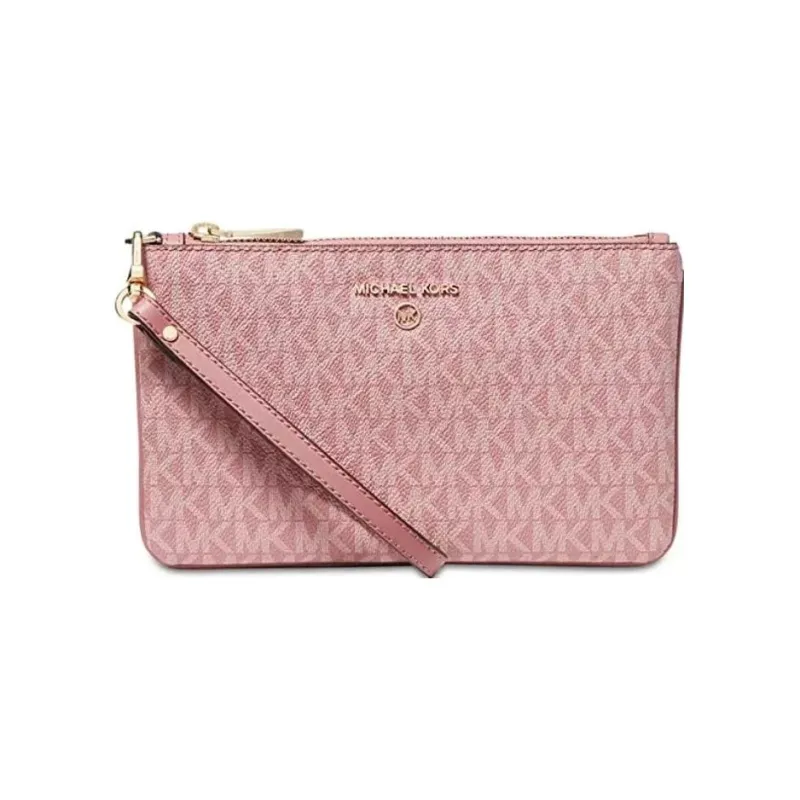 MICHAEL KORS Jet Set Charm Printed Canvas Wallets Clutches Medium Size Women's Rose Pink-0