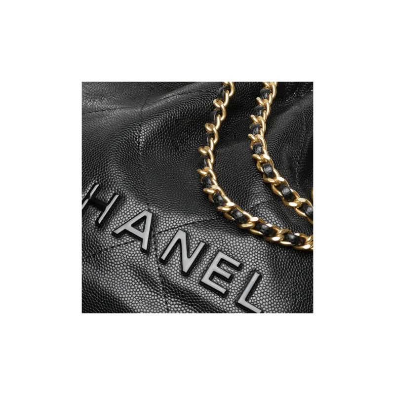 CHANEL 22Bag Shiny Grain Embossed Calfskin & Metal Bucket Bag, Shoulder Bag, Crossbody Bag Mini Women's Black-4