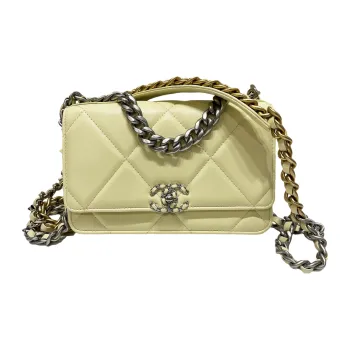 CHANEL 19BagWOC Sheepskin Shoulder Bag, Crossbody Bag, Wallet Women's Light Yellow