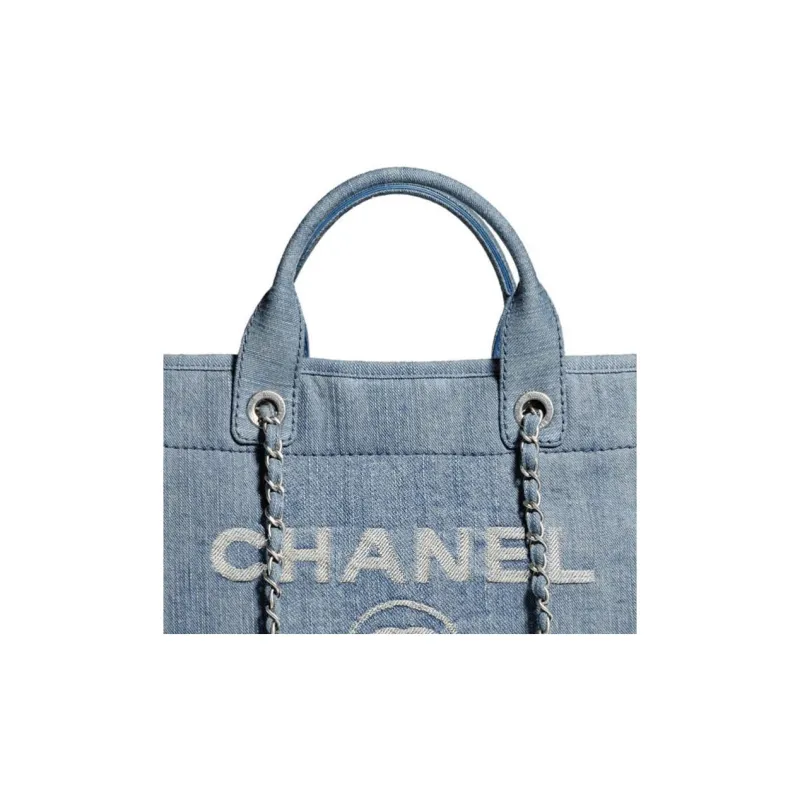 CHANEL Denim Beach Bag, Tote Bag, Shopping Bag, Shoulder Bag, Handbag Tubas Women's Blue-3
