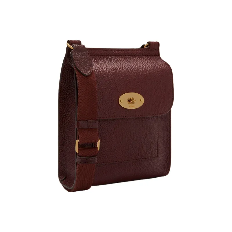 Mulberry Grain Cow Leather Messenger Bag Handbag Shoulder Bag Crossbody Bag Small Size Men's Burgundy-1