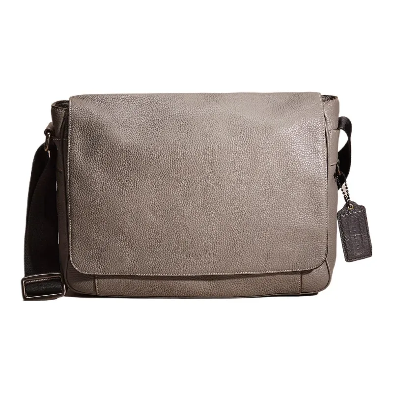 COACH Metropolitan Eggstone Grain Leather Messenger Bag Shoulder Bag Crossbody Bag Large Size Men's Gray-0