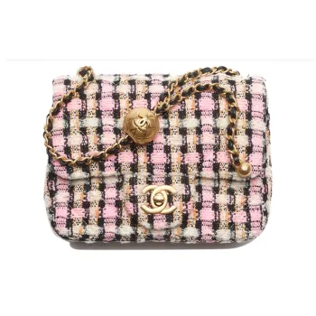 CHANEL Wool Twill Velvet Mouth Cover Bag Crossbody Bag Mini Women's Pink